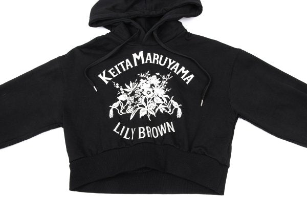 LILY BROWN x KEITA MARUYAMA Botanical Logo Print Hoodie Black Size F