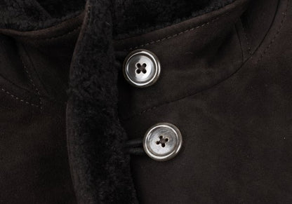 JIL SANDER Hooded Shearling Coat Brown Size 36