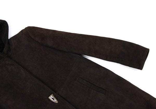 JIL SANDER Hooded Shearling Coat Brown Size 36