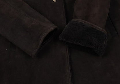 JIL SANDER Hooded Shearling Coat Brown Size 36