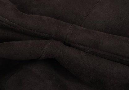 JIL SANDER Hooded Shearling Coat Brown Size 36