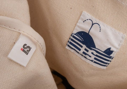 ISSEY MIYAKE I.S. Whale Canvas Ivory Navy Tote