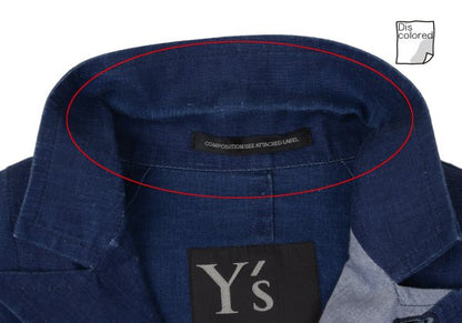 Y's Cotton Pattern Peaked Lapel Jacket Navy Size 2