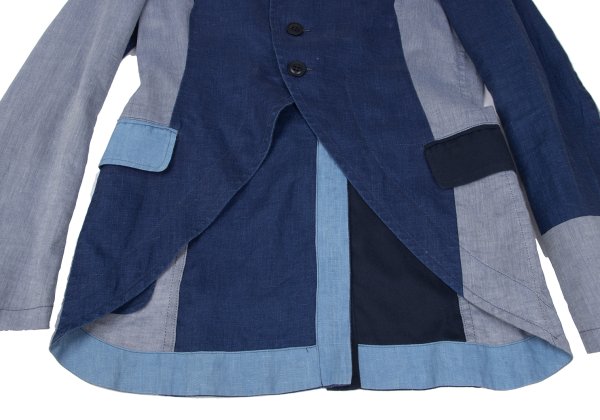 Y's Cotton Pattern Peaked Lapel Jacket Navy Size 2