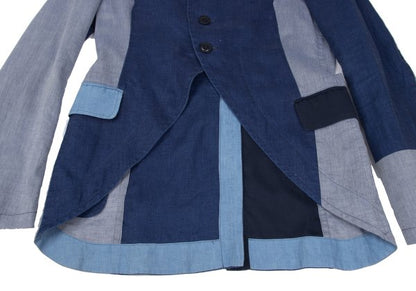 Y's Cotton Pattern Peaked Lapel Jacket Navy Size 2