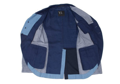 Y's Cotton Pattern Peaked Lapel Jacket Navy Size 2