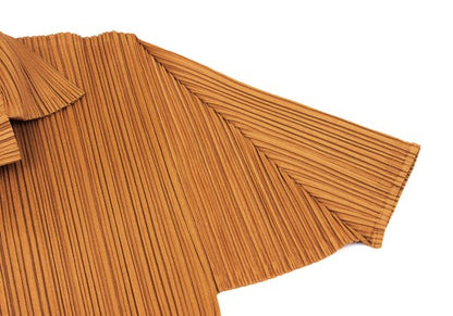 PLEATS PLEASE Pleated Open Collar T-Shirt Orange Size 4