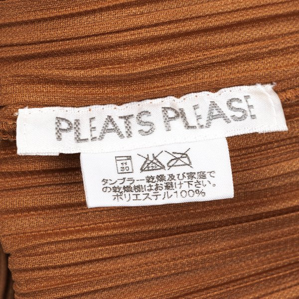PLEATS PLEASE Pleated Open Collar T-Shirt Orange Size 4