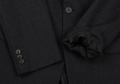 GIANNI VERSACE Wool Grid Weave 2B Jacket Dark Gray Size 50