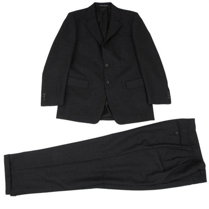 GIANNI VERSACE Wool Grid Weave 2B Jacket Dark Gray Size 50