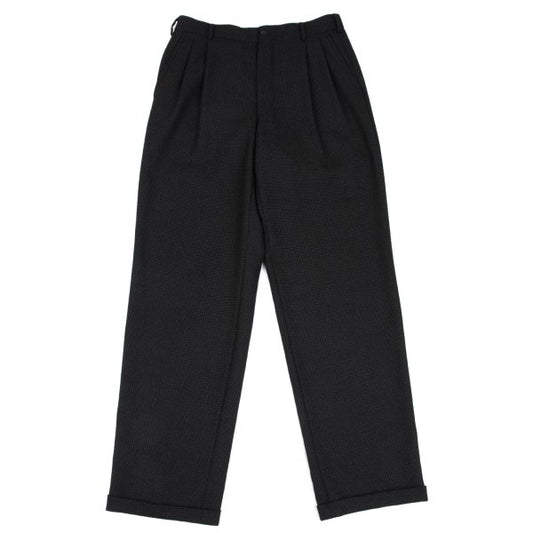 GIANNI VERSACE Wool Check Two-Tuck Double Dark Gray Pants Size 50