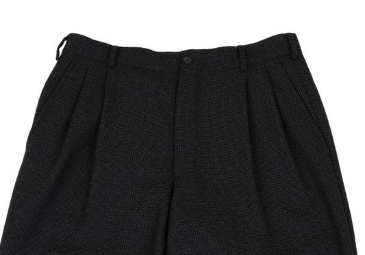 GIANNI VERSACE Wool Check Two-Tuck Double Dark Gray Pants Size 50