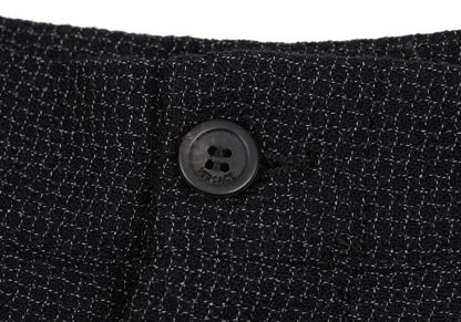 GIANNI VERSACE Wool Check Two-Tuck Double Dark Gray Pants Size 50