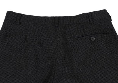 GIANNI VERSACE Wool Check Two-Tuck Double Dark Gray Pants Size 50