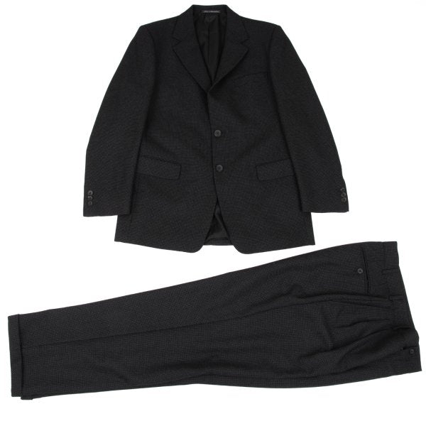 GIANNI VERSACE Wool Check Woven Suit Dark Gray Size 50