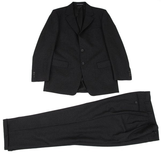 GIANNI VERSACE Wool Check Woven Suit Dark Gray Size 50