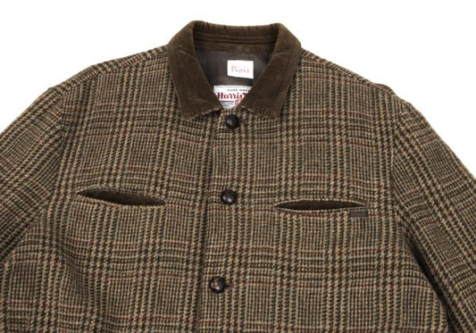 Papas Harris Tweed Corduroy Check Jacket Brown Size M