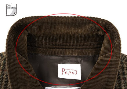 Papas Harris Tweed Corduroy Check Jacket Brown Size M