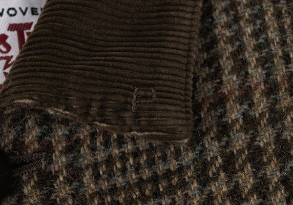 Papas Harris Tweed Corduroy Check Jacket Brown Size M