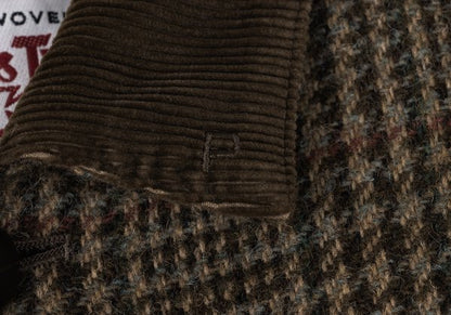 Papas Harris Tweed Corduroy Check Jacket Brown Size M