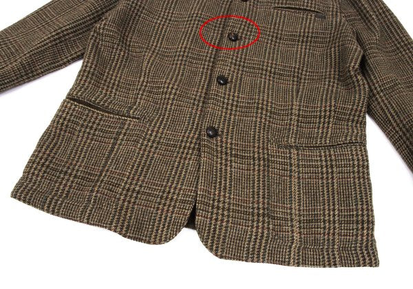 Papas Harris Tweed Corduroy Check Jacket Brown Size M