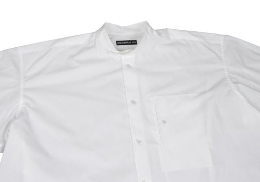 ISSEY MIYAKE MEN Poly Cotton Mao Collar Shirt White Size 3