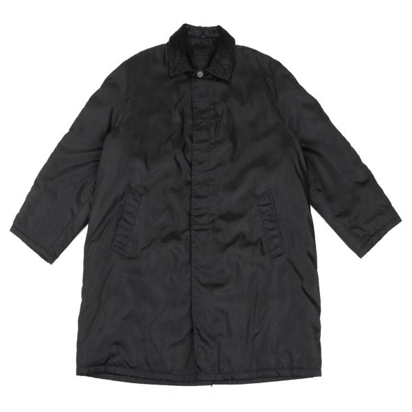 PRADA Calf Hair Panel Nylon Stand Collar Coat Black Size L