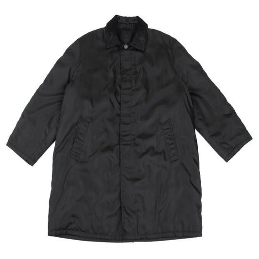 PRADA Calf Hair Panel Nylon Stand Collar Coat Black Size L