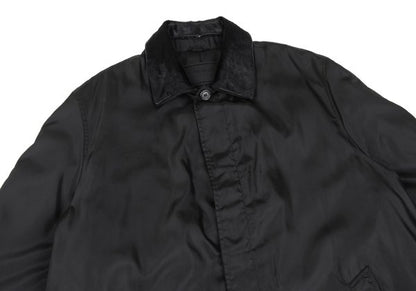 PRADA Calf Hair Panel Nylon Stand Collar Coat Black Size L