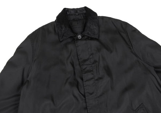 PRADA Calf Hair Panel Nylon Stand Collar Coat Black Size L