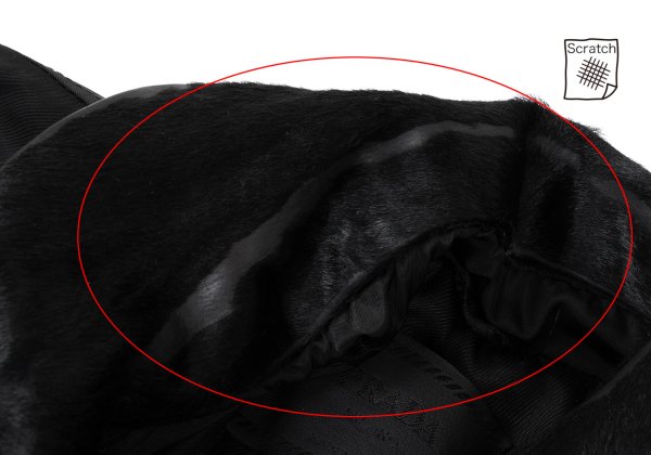 PRADA Calf Hair Panel Nylon Stand Collar Coat Black Size L
