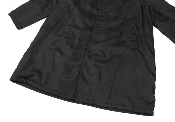 PRADA Calf Hair Panel Nylon Stand Collar Coat Black Size L