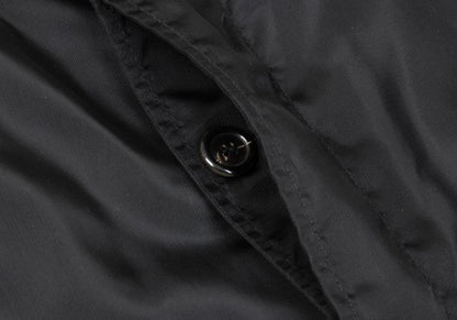 PRADA Calf Hair Panel Nylon Stand Collar Coat Black Size L