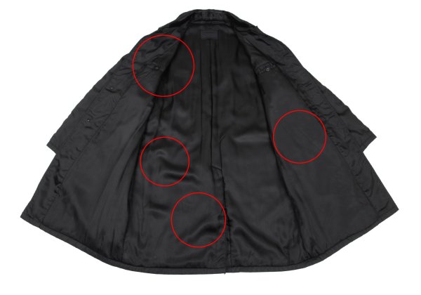 PRADA Calf Hair Panel Nylon Stand Collar Coat Black Size L