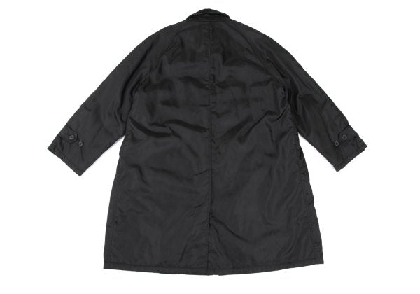 PRADA Calf Hair Panel Nylon Stand Collar Coat Black Size L