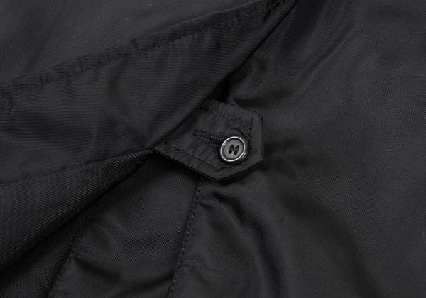 PRADA Calf Hair Panel Nylon Stand Collar Coat Black Size L