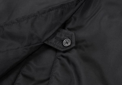 PRADA Calf Hair Panel Nylon Stand Collar Coat Black Size L
