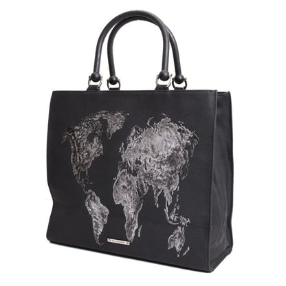 Jean Paul GAULTIER HOMME World Map Embossed Tote Bag Black