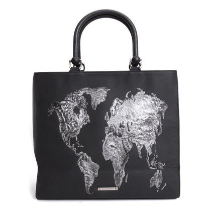 Jean Paul GAULTIER HOMME World Map Embossed Tote Bag Black