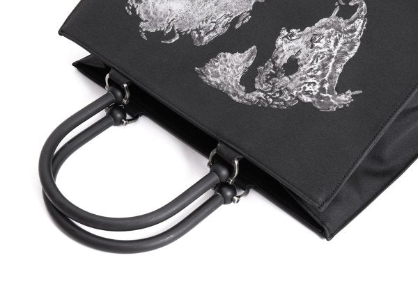 Jean Paul GAULTIER HOMME World Map Embossed Tote Bag Black