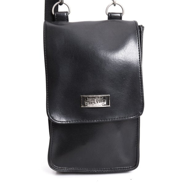 Jean Paul GAULTIER HOMME Metal Plate Flap Mini Bag Black