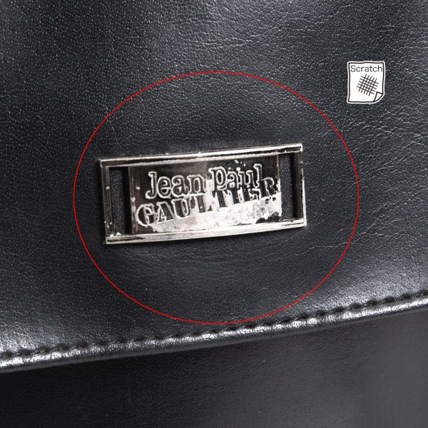 Jean Paul GAULTIER HOMME Metal Plate Flap Mini Bag Black