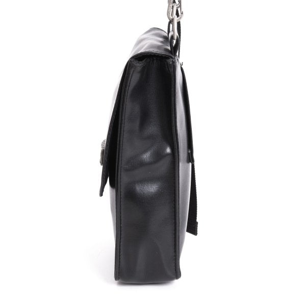 Jean Paul GAULTIER HOMME Metal Plate Flap Mini Bag Black