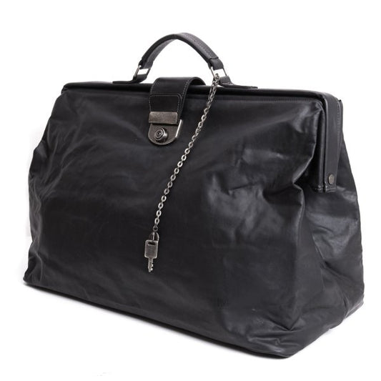 Jean Paul GAULTIER HOMME Kiss-Lock Coated Boston Bag Black