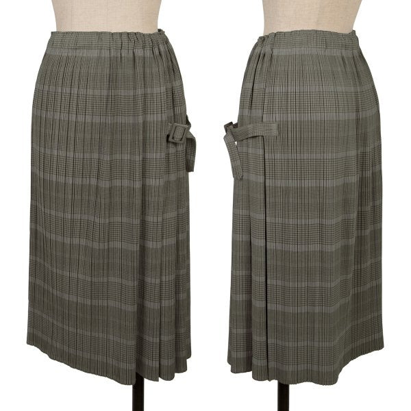 PLEATS PLEASE Pleated Border Side Belt Skirt Charcoal Size 1