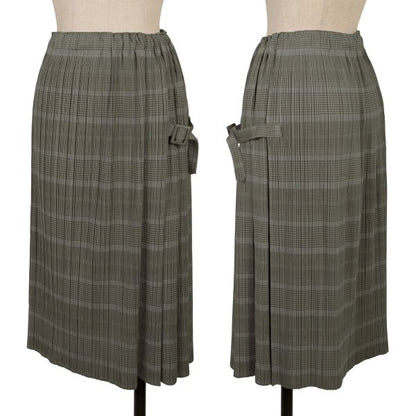 PLEATS PLEASE Pleated Border Side Belt Skirt Charcoal Size 1