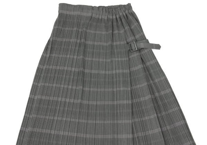 PLEATS PLEASE Pleated Border Side Belt Skirt Charcoal Size 1