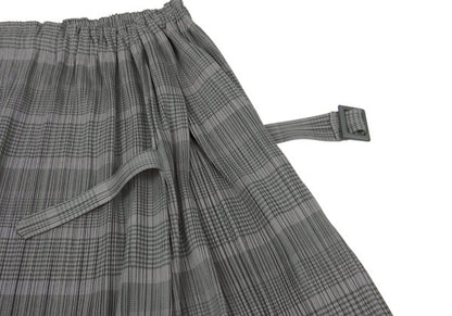 PLEATS PLEASE Pleated Border Side Belt Skirt Charcoal Size 1