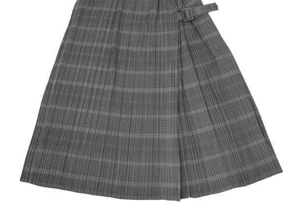PLEATS PLEASE Pleated Border Side Belt Skirt Charcoal Size 1
