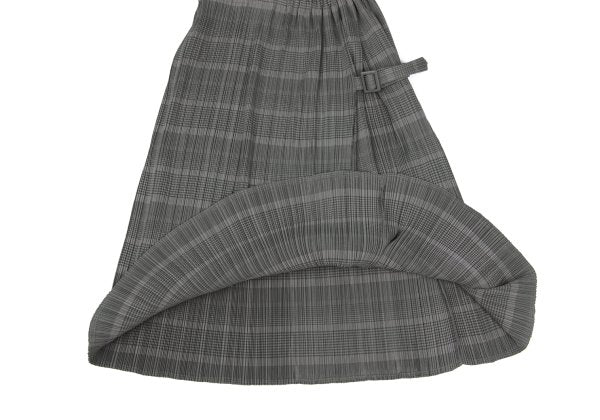 PLEATS PLEASE Pleated Border Side Belt Skirt Charcoal Size 1